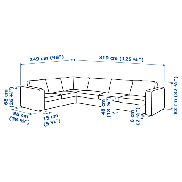 VIMLE Corner sofa, 5-seat, Gunnared medium grey