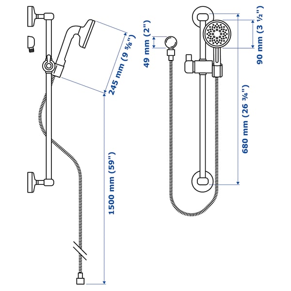 Illustration with measurements for the product: VOXNAN.