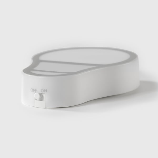 White minimalist lamp with smooth edges and an off-on switch. Simple, modern design.