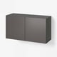 BESTÅ Shelf unit with doors, dark grey/Lappviken dark grey, 120x42x64 cm