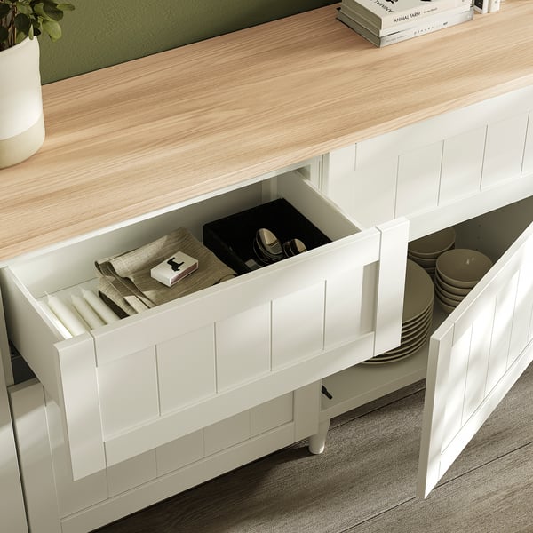 BESTÅ Storage combination, white/Pipmakare white, 240x42x76 cm