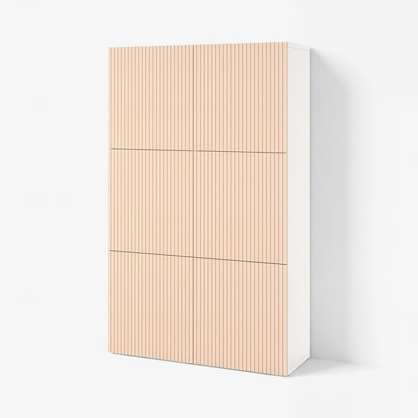 BESTÅ Storage combination with doors, white/Björköviken birch veneer, 120x42x193 cm