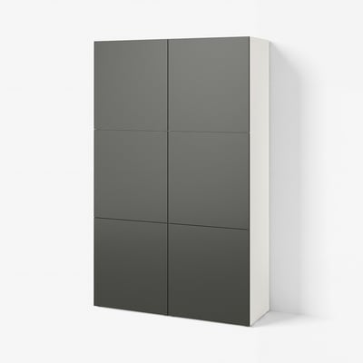 BESTÅ Storage combination with doors, white/Lappviken dark grey, 120x42x193 cm
