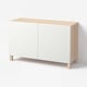 BESTÅ Storage combination with doors, white stained oak effect/Laxviken/Stubbarp white, 120x42x74 cm