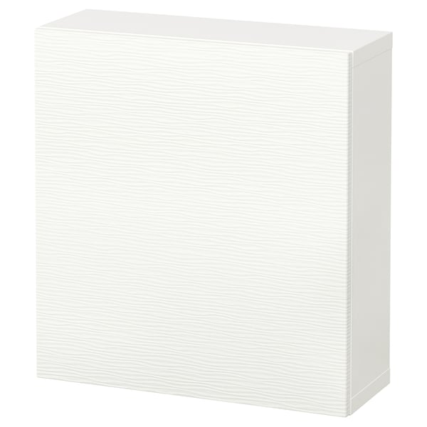 A white BESTÅ storage cabinet, rectangular with clean lines, featuring a smooth finish and flat surfaces.