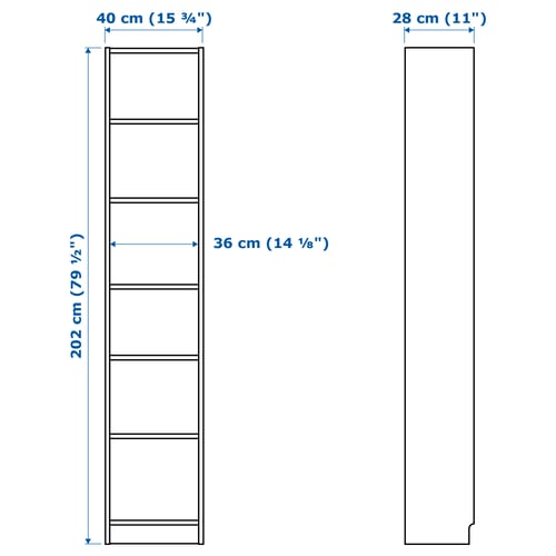 Illustration with measurements for the product: BILLY.