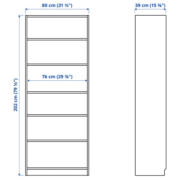 Illustration with measurements for the product: BILLY.