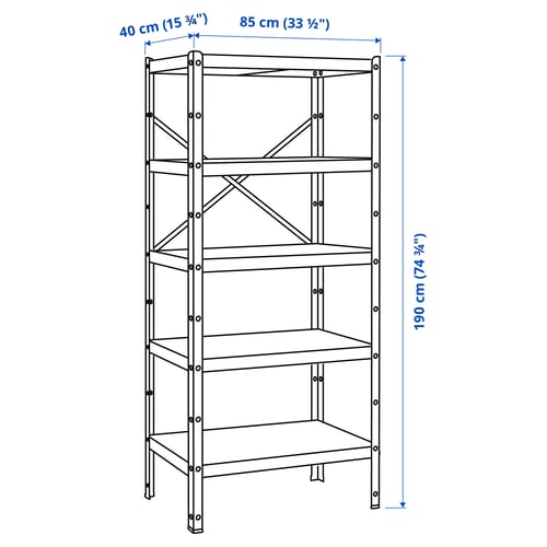 BROR Shelving unit, black, 85x40x190 cm