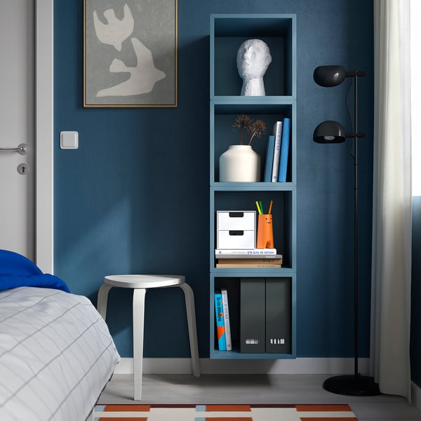 EKET Wall-mounted storage combination, dark grey-blue, 140x35x35 cm