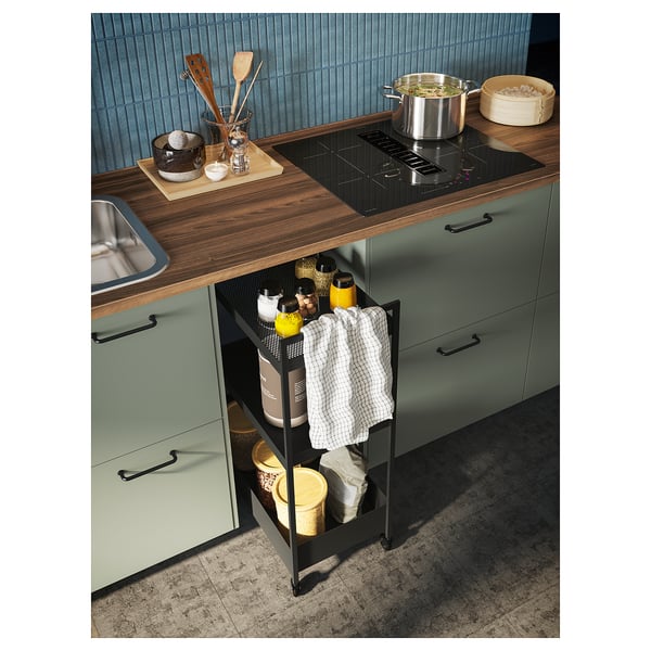 FÖRDELAKTIG Induction hob/integrated extractor, IKEA 500 black, 60 cm