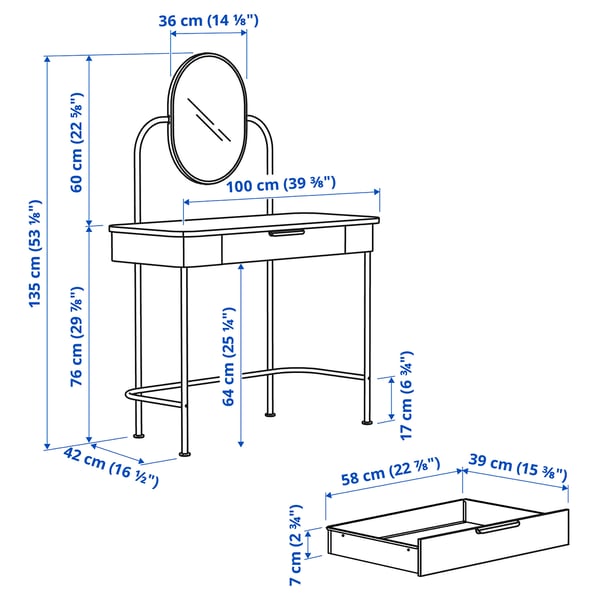 Illustration with measurements for the product: GRÅFJÄLLET.
