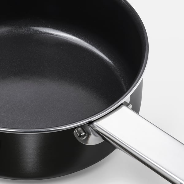 GULDÖRING Saucepan with lid, non-stick coating stainless steel/black-grey, 1 l