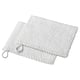 Two white cotton GULVIAL washing mitts, stacked neatly, soft, textured with loops for hanging.