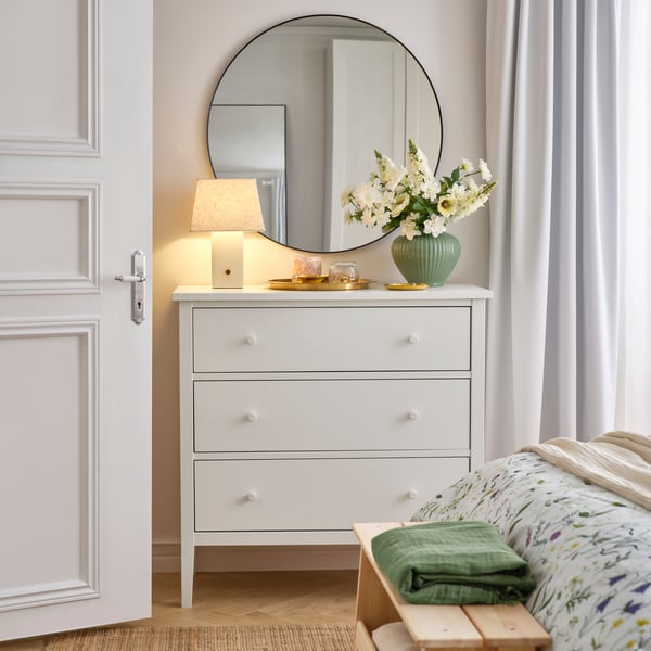 HALGATT Table lamp, dimmable white/white ceramic, 35 cm