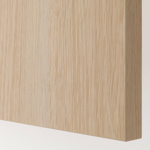 Close-up of HASVIK wooden-effect, foil-finished door edge, smooth and natural grain texture.