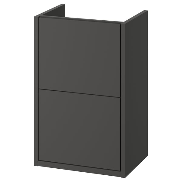 This image displays a dark grey HAVBÄCK bathroom cabinet, featuring two drawers with a minimalist design and sleek, flat surfaces.
