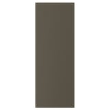 A rectangular, dark brown HAVSTORP cabinet door with a smooth acrylic paint finish and fibreboard construction.