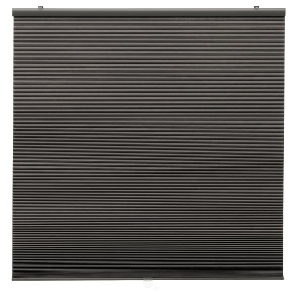 HOPPVALS grey roller blind, vertical lines, darkens room, hidden cord, flat top & bottom rails.
