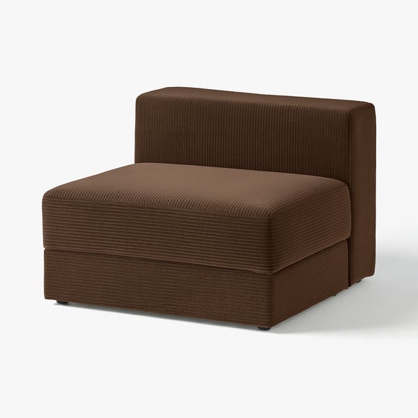 Brown modular sofa chair section with storage.