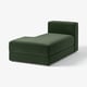 JÄTTEBO green sofa: a modular dark green sofa with a left chaise module, soft cushions, and built-in storage.