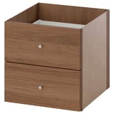 KALLAX Insert with 2 drawers, brown walnut effect, 33x33 cm