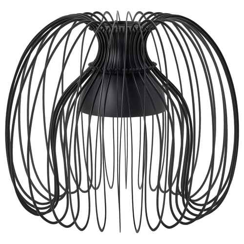 KALLFRONT black pendant lamp, round shape with curved metal wires, modern design.