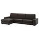 This image a black KIVIK sectional sofa with a chaise lounge, showcasing sleek leather upholstery, deep cushions, and a modern design.