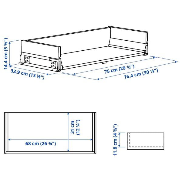 KNIVSHULT Drawer, medium, dark grey, 80x37 cm
