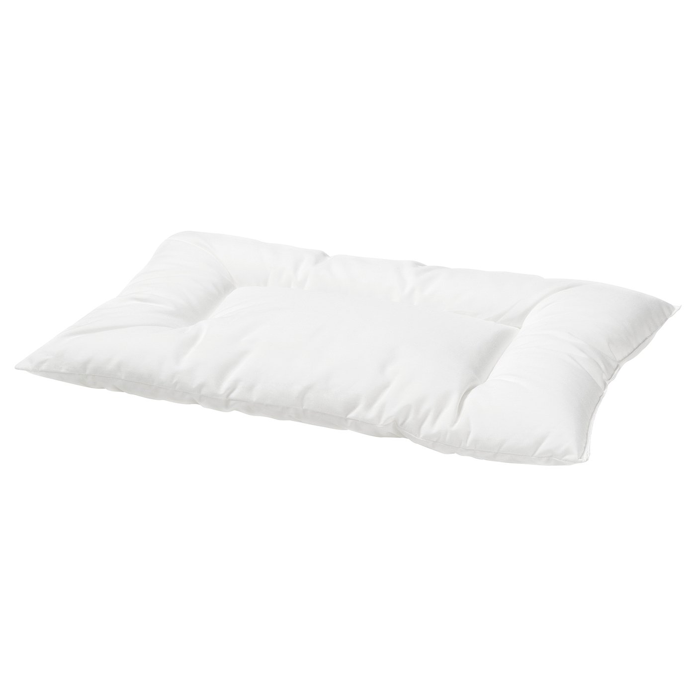 Small white baby pillow by IKEA, soft and recycled polyester.