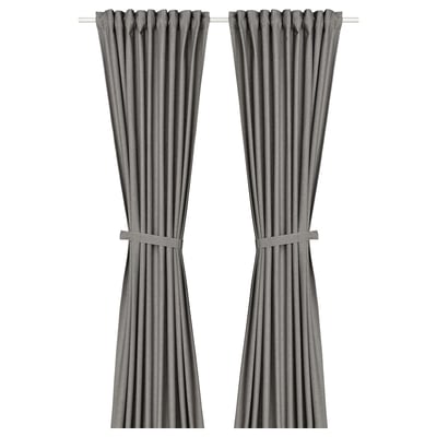 Lenna dark grey curtains with tiebacks