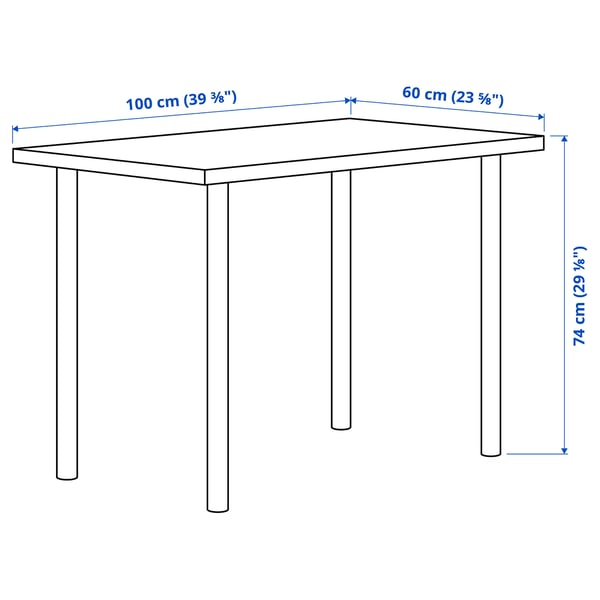 LINNMON / ADILS Desk, white stained oak effect/dark grey, 100x60 cm
