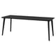 Black LISABO rectangular dining table with sleek, angled legs, modern design.