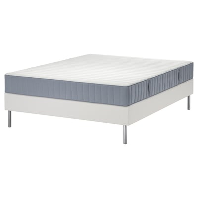 LYNGÖR Divan bed, Valevåg medium firm/light blue white, 160x200 cm