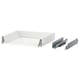 A white MAXIMERA drawer with silver runners separated.