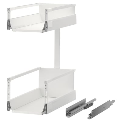 MAXIMERA pull-out fittings, white, made of melamine and steel, featuring smooth runners and a soft-close mechanism.