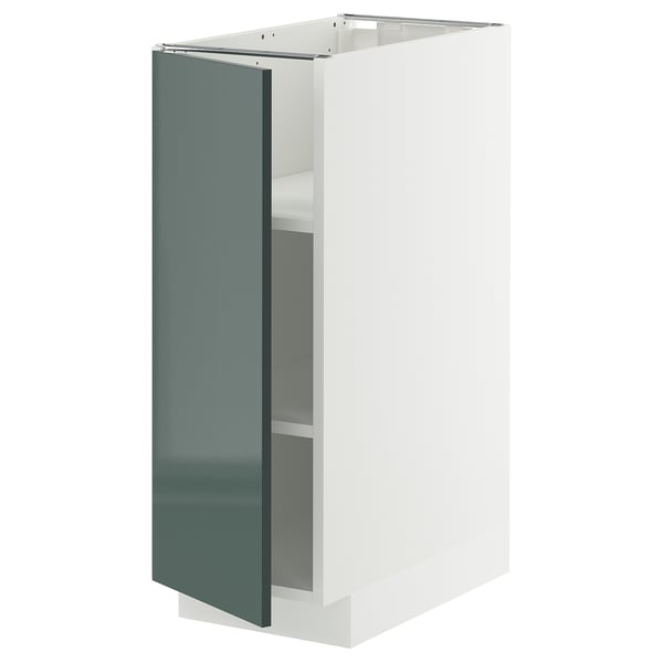 METOD high-gloss grey-green cabinet, modern kitchen storage.
