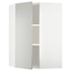 White corner cabinet, part of ikeas METOD kitchen system, featuring light grey havstorp fronts with a sleek, modern design.