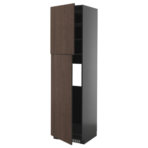 METOD kitchen cabinet with dark brown sinarp doors, solid wood edges, adjustable shelves.