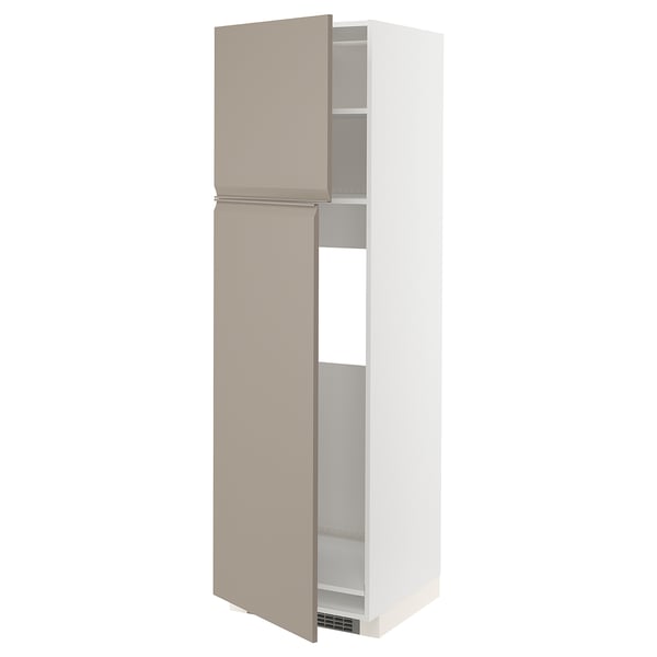 METOD kitchen unit, grey-beige, modern, with adjustable shelves & integrated handle.