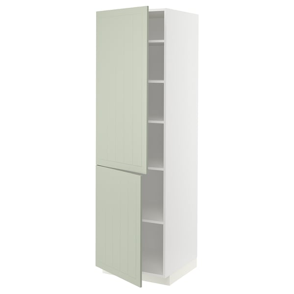 Green METOD cabinet with 2 doors and adjustable shelf.
