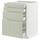 A METOD kitchen cabinet in green with multiple drawers and shelves, featuring a crafted design.