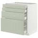 METOD kitchen unit in light green, rectangular, four-drawer design.