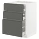 Ikea METOD kitchen unit, grey drawers, white base.