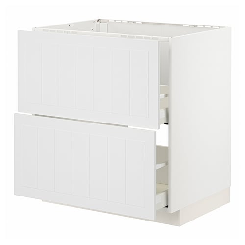 White METOD kitchen unit with drawers.