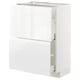 White high gloss METOD kitchen cabinet with integrated handles.