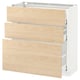 METOD kitchen cabinet with 3 ash drawers, sleek & self-closing
