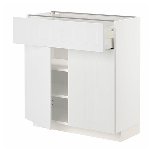 White METOD kitchen unit with drawer and shelves. Contemporary design, durable material.