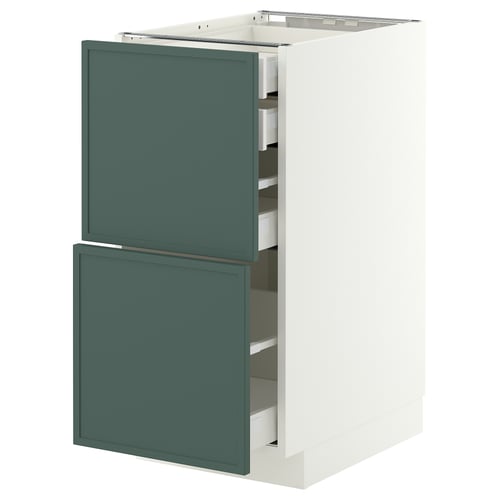 METOD / MAXIMERA Base cb 2 frnts/2 low/1 md/1 hi drw, white/Aspudden dark grey-green, 40x60 cm