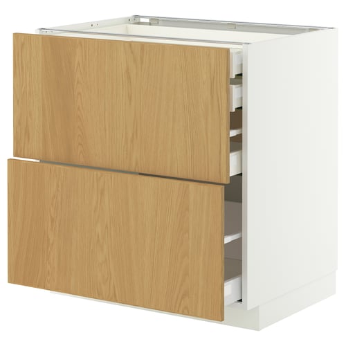 Modern kitchen unit with two light wooden drawers.