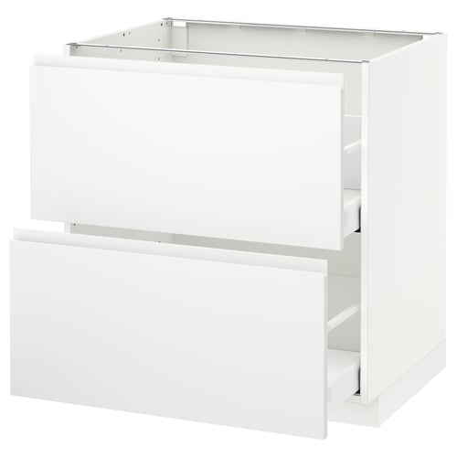 A white METOD kitchen cabinet with two drawers.
